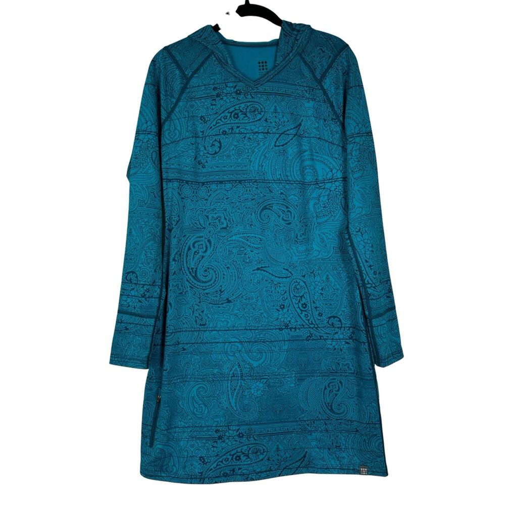 Title Nine Dress Women Small Mercury Hooded Athletic Teal Blue Paisley Outdoor